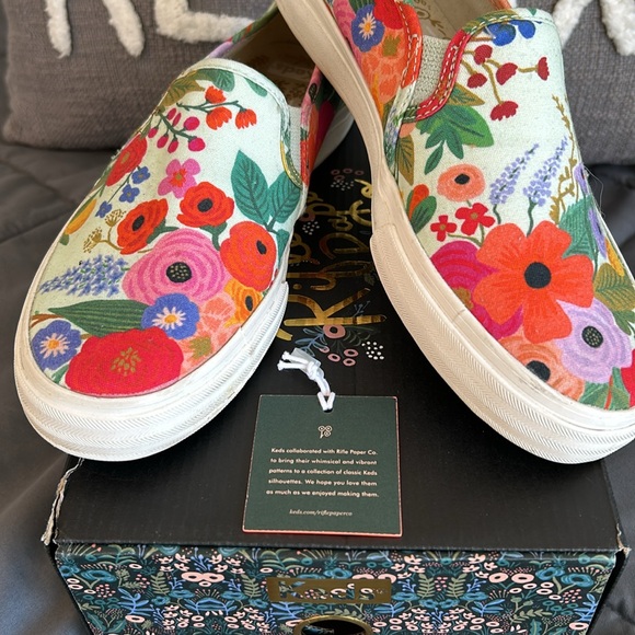 Keds x Rifle Paper Co. Garden Party Double Decker Slip-On Sneakers 9 Floral New - Picture 8 of 15